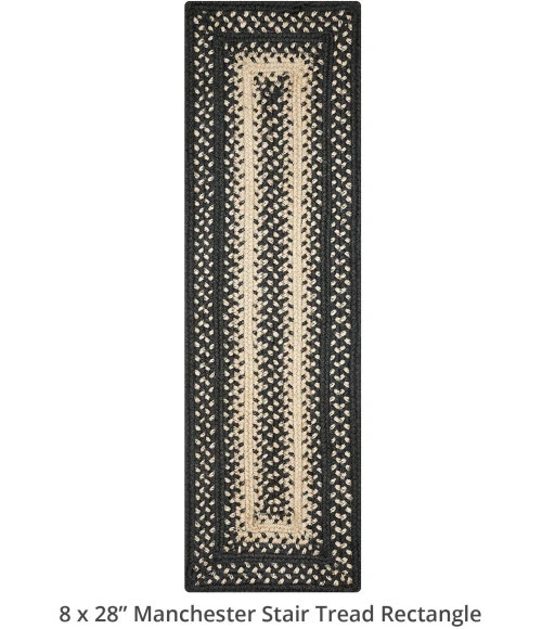 Homespice Decor Jute Braided Accessories Manchester Black 240118PS 8 in. X 28 in. Set of 2 Rect Rug