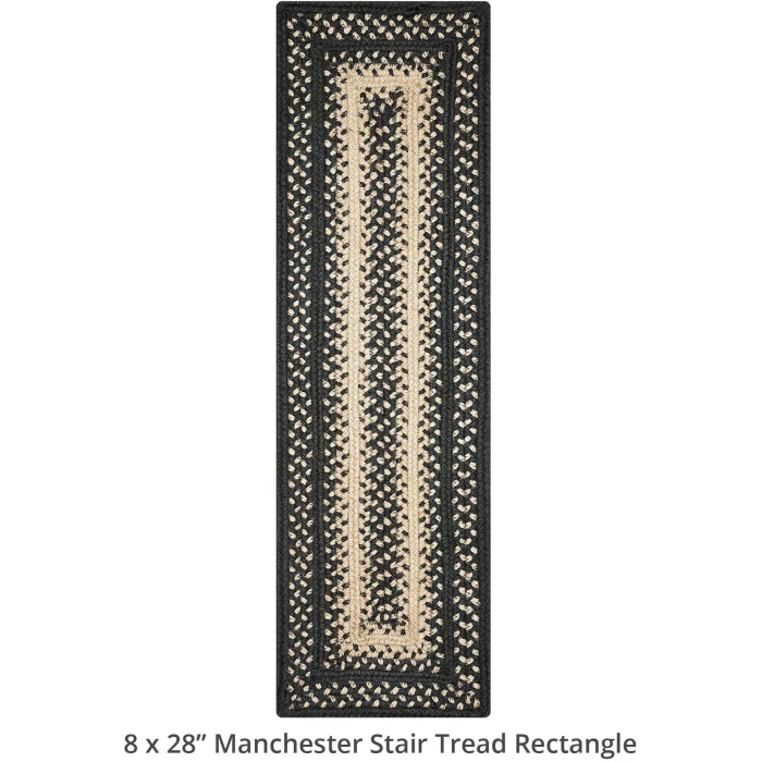 Homespice Decor Jute Braided Accessories Manchester Black 240118PS 8 in. X 28 in. Set of 2 Rect Rug