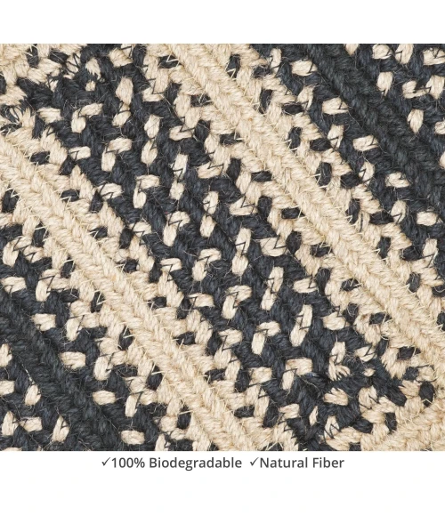 Homespice Decor Jute Braided Accessories Manchester Black 240118PS 8 in. X 28 in. Set of 2 Rect Rug