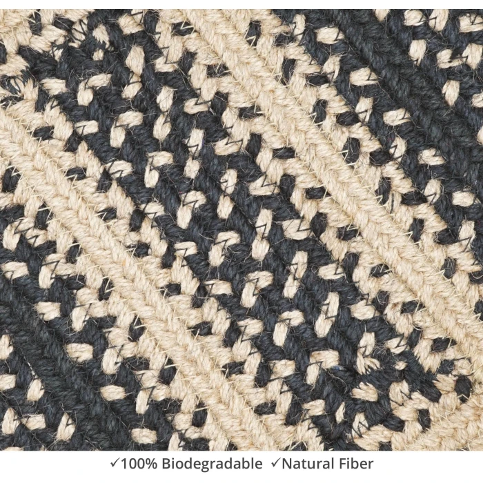 Homespice Decor Jute Braided Accessories Manchester Black 240118PS 8 in. X 28 in. Set of 2 Rect Rug