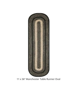 Homespice Decor Jute Braided Accessories Manchester Black 571724 11 in. X 36 in. Oval Rug