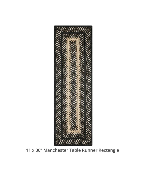 Homespice Decor Jute Braided Accessories Manchester Black 572721 11 in. X 36 in. Rect Rug