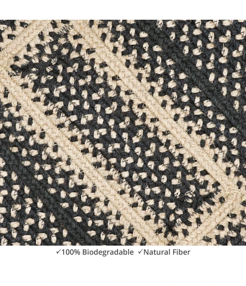 Homespice Decor Jute Braided Accessories Manchester Black 572721 11 in. X 36 in. Rect Rug