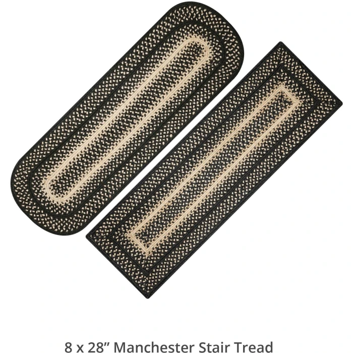 Homespice Decor Jute Braided Accessories Manchester Black 240118PS 8 in. X 28 in. Set of 2 Rect Rug