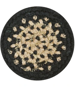 Homespice Decor Jute Braided Accessories Manchester Black 240010PS 4 in. Set of 6 Round Rug