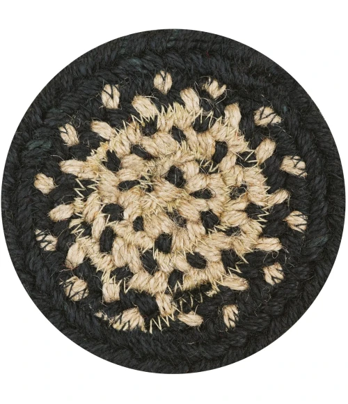 Homespice Decor Jute Braided Accessories Manchester Black 240010PS 4 in. Set of 6 Round Rug