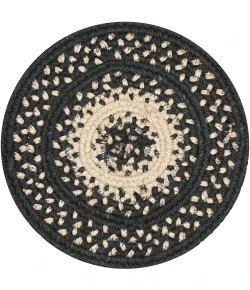 Homespice Decor Jute Braided Accessories Manchester Black 240026PS 8 in. Set of 3 Round Rug