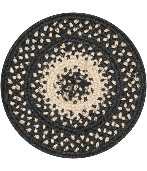 Homespice Decor Jute Braided Accessories Manchester Black 240026PS 8 in. Set of 3 Round Rug