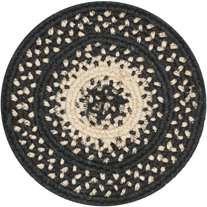 Homespice Decor Jute Braided Accessories Manchester Black 240026PS 8 in. Set of 3 Round Rug