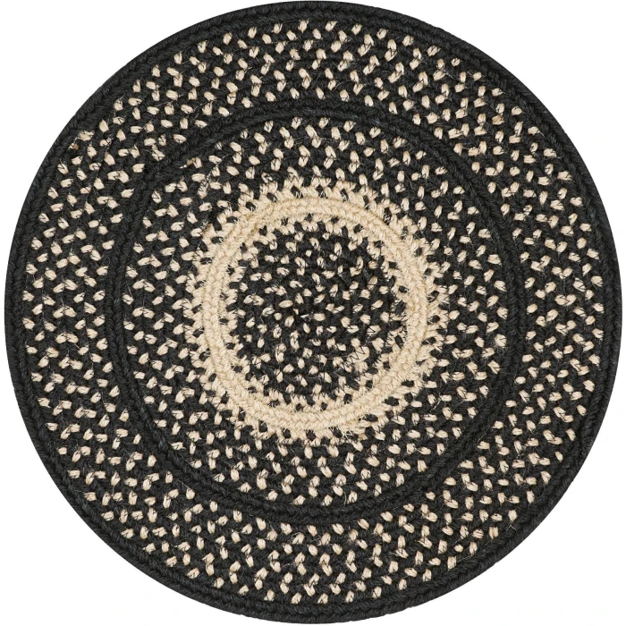 Homespice Decor Jute Braided Accessories Manchester Black 240164PS 15 in. Set of 6 Round Rug