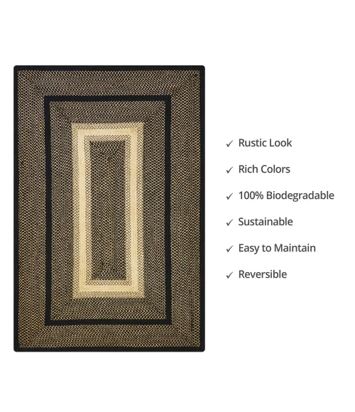 Homespice Decor Jute Braided Manchester Black 512727 27 in. X 45 in. Rect Rug