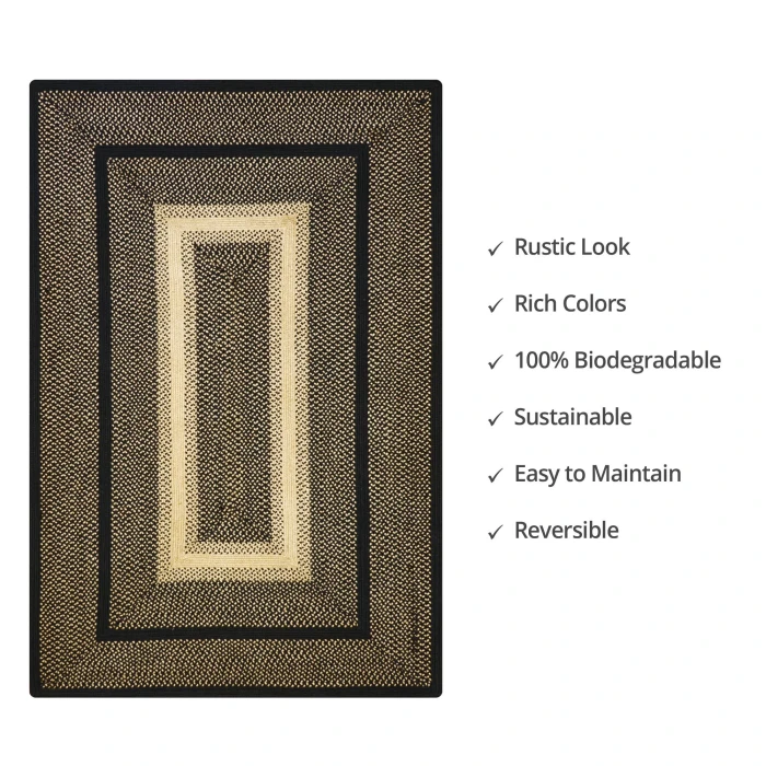 Homespice Decor Jute Braided Manchester Black 511720 20 in. X 30 in. Rect Rug