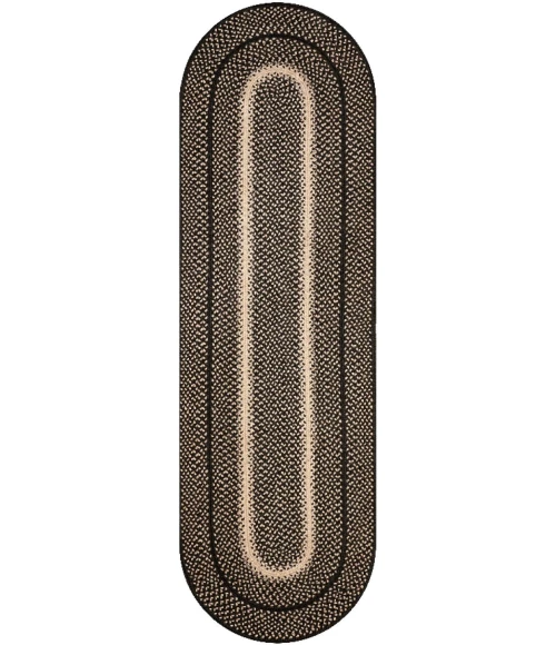 Homespice Decor Jute Braided Accessories Manchester Black 240058PS 13 in. X 19 in. Set of 4 Oval Rug