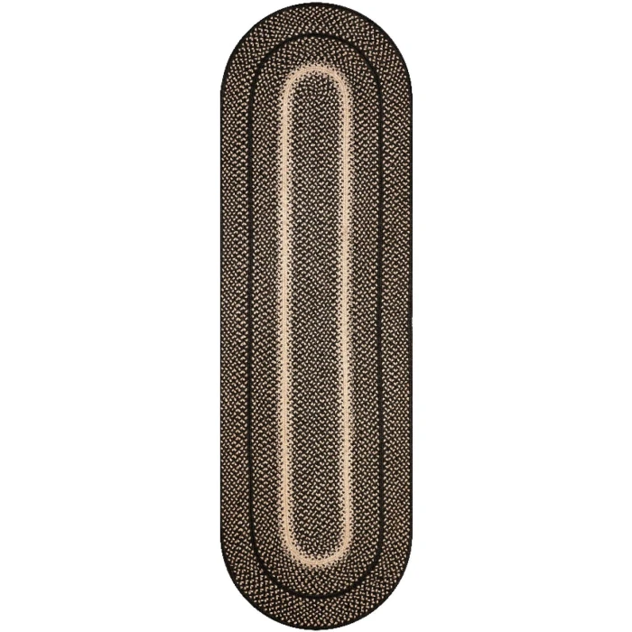 Homespice Decor Jute Braided Accessories Manchester Black 240058PS 13 in. X 19 in. Set of 4 Oval Rug