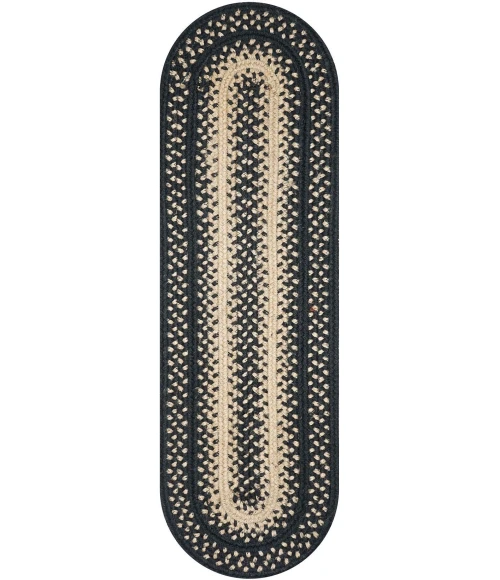 Homespice Decor Jute Braided Accessories Manchester Black 240134PS 8 in. X 28 in. Set of 13 Oval Rug