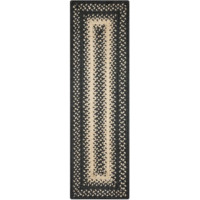 Homespice Decor Jute Braided Accessories Manchester Black 240118PS 8 in. X 28 in. Set of 2 Rect Rug