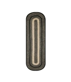 Homespice Decor Jute Braided Accessories Manchester Black 571724 11 in. X 36 in. Oval Rug