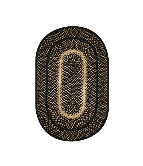 Homespice Decor Jute Braided Manchester Black 502728 27 in. X 45 in. Oval Rug