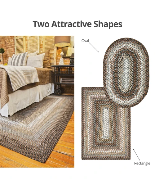 Homespice Decor Ultra Durable Braided Midnight Moon Grey 303189 4 ft. X 6 ft. Oval Rug