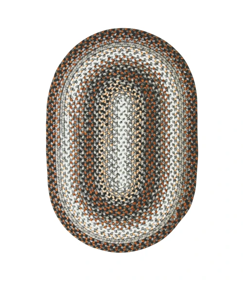 Homespice Decor Ultra Durable Braided Midnight Moon Grey 303189 4 ft. X 6 ft. Oval Rug