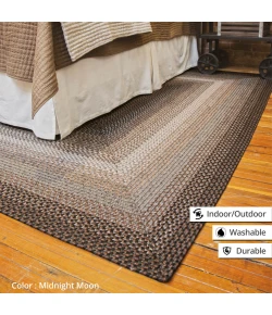 Homespice Decor Ultra Durable Braided Midnight Moon Grey 303189 4 ft. X 6 ft. Oval Rug