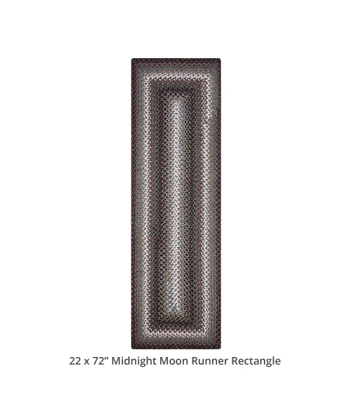 Homespice Decor Ultra Durable Braided Midnight Moon Grey 329189 22 in. X 72 in. Rect Rug
