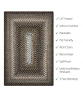 Homespice Decor Ultra Durable Braided Midnight Moon Grey 314185 5 ft. X 8 ft. Rect Rug