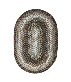 Homespice Decor Ultra Durable Braided Midnight Moon Grey 300188 27 in. X 45 in. Oval Rug