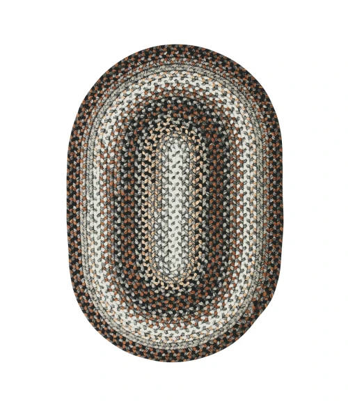 Homespice Decor Ultra Durable Braided Midnight Moon Grey 300188 27 in. X 45 in. Oval Rug