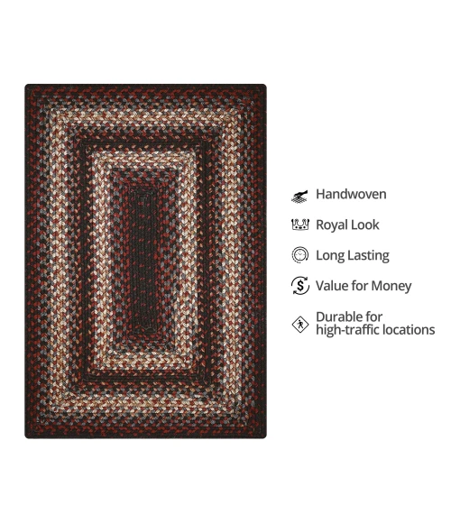 Homespice Decor Ultra Durable Braided Montgomery Black 322241 20 in. X 30 in. Rect Rug