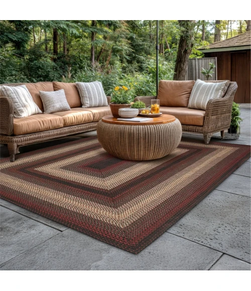 Homespice Decor Ultra Durable Braided Rug Burgundy & Black Montgomery 10in. x 10in. Rect. Rug