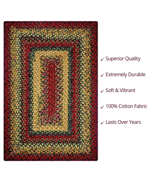 Homespice Decor Cotton Braided Neverland Red 454072 20 in. X 30 in. Rect Rug