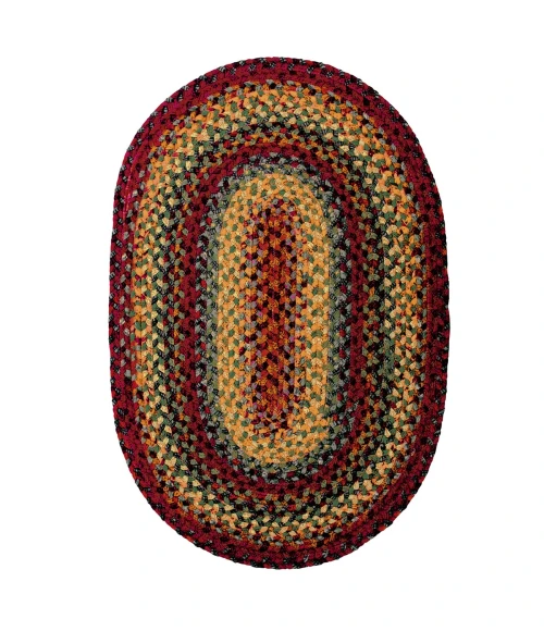 Homespice Decor Cotton Braided Neverland Red 400079 27 in. X 45 in. Oval Rug