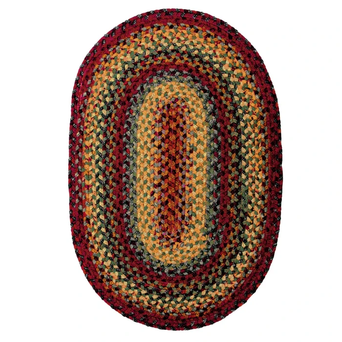 Homespice Decor Cotton Braided Neverland Red 400079 27 in. X 45 in. Oval Rug