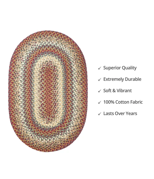 Homespice Decor Cotton Braided Neverland Red 405074 6 ft. X 9 ft. Oval Rug