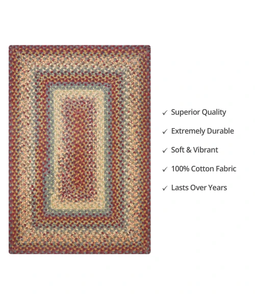 Homespice Decor Cotton Braided Neverland Red 413079 4 ft. X 6 ft. Rect Rug