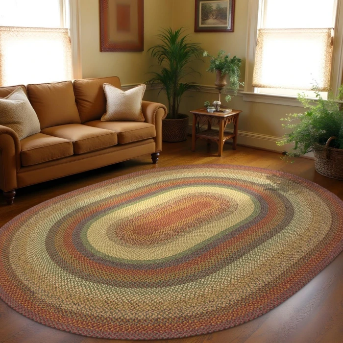 Homespice Decor Cotton Braided Neverland Red 400079 27 in. X 45 in. Oval Rug