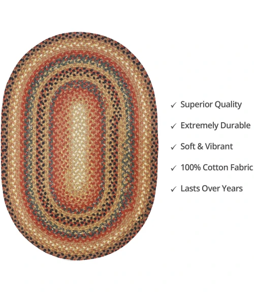 Homespice Decor Cotton Braided Peppercorn Brown 400192 27 in. X 45 in. Oval Rug