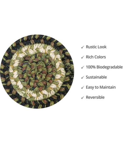 Homespice Decor Jute Braided Accessories Pinecone Green 240011PS 4 in. Set of 6 Round Rug