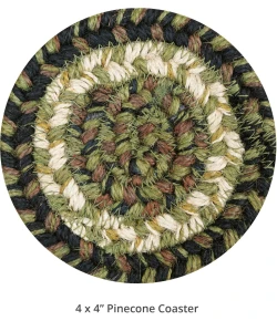 Homespice Decor Jute Braided Accessories Pinecone Green 240011PS 4 in. Set of 6 Round Rug