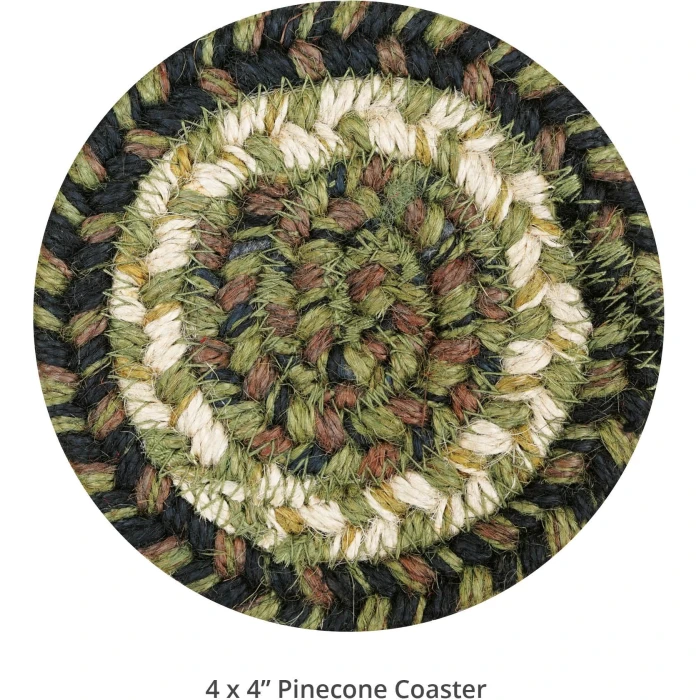 Homespice Decor Jute Braided Accessories Pinecone Green 240011PS 4 in. Set of 6 Round Rug