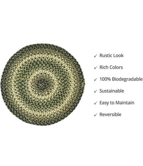 Homespice Decor Jute Braided Accessories Pinecone Green 240043PS 15 in. Set of 2 Round Rug