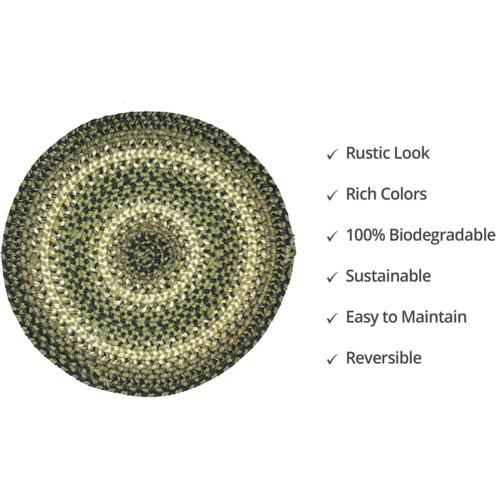 Homespice Decor Jute Braided Accessories Pinecone Green 240173PS 15 in. Set of 6 Round Rug