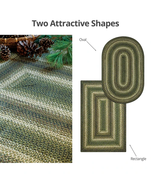 Homespice Decor Jute Braided Pinecone Green 502742 27 in. X 45 in. Oval Rug