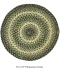 Homespice Decor Jute Braided Accessories Pinecone Green 240043PS 15 in. Set of 2 Round Rug