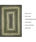 Homespice Decor Jute Braided Accessories Pinecone Green 240075PS 13 in. X 19 in. Set of 4 Rect Rug
