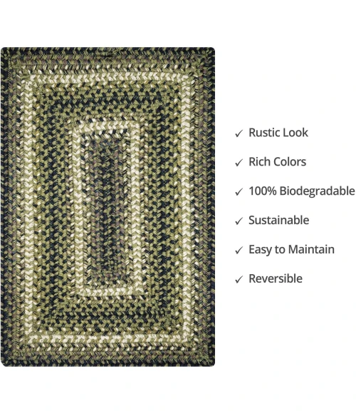 Homespice Decor Jute Braided Accessories Pinecone Green 240075PS 13 in. X 19 in. Set of 4 Rect Rug