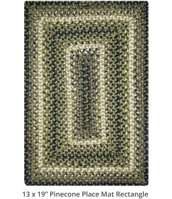 Homespice Decor Jute Braided Accessories Pinecone Green 240075PS 13 in. X 19 in. Set of 4 Rect Rug
