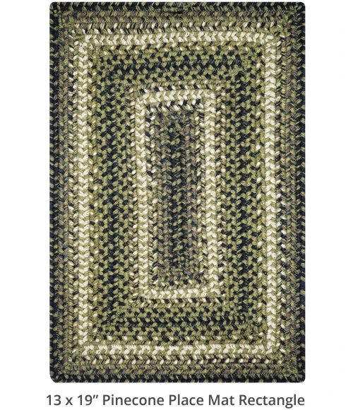 Homespice Decor Jute Braided Accessories Pinecone Green 240075PS 13 in. X 19 in. Set of 4 Rect Rug
