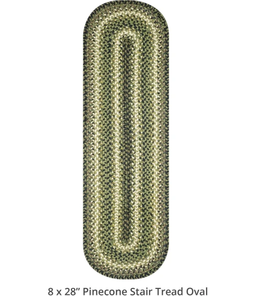 Homespice Decor Jute Braided Accessories Pinecone Green 240103PS 8 in. X 28 in. Set of 2 Oval Rug